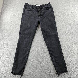 KanCan Jeans Womens 29 High Rise Skinny Button Fly Frayed Hem Denim